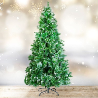 Brad artificial &amp;ndash; 210 cm &amp;ndash; argintiu cu ramuri dese &amp;ndash; PVC &amp;ndash; &amp;icirc;nzăpezit foto