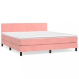 Cumpara ieftin Pat box spring cu saltea, roz, 180x200 cm, catifea