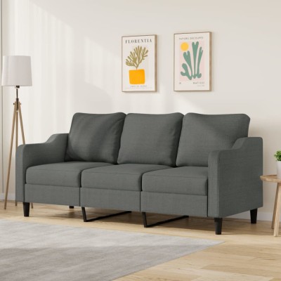 Gossi canapea cu 3 locuri, gri inchis, 180 cm, material textil foto