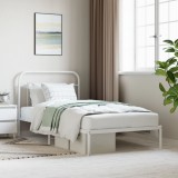 VidaXL Cadru de pat din metal cu tăblie, alb, 107x203 cm 352623