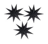 Set de 3 stele decorative Soullife, hartie, negru, 30 cm