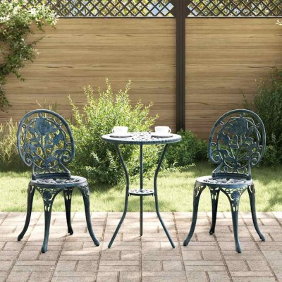 vidaXL Set Bistro de Grădină 3 pcs Verde Aluminiu 42002389 foto