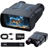 Cumpara ieftin Binoclu Night Vision 4K, Card 128GB, Ecran 4.55 Inch, Zoom 8x Digital, Infrarosu 7 Niveluri, Baterie 4500mAh, IP54 Rezistent Apa, Anti-Shake, Vanatoar