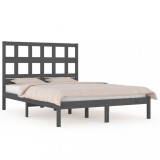Cumpara ieftin Cadru de pat, gri, 200x200 cm, lemn masiv de pin
