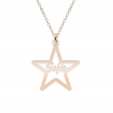 Rita - Colier personalizat stea cu nume decupat din argint 925 placat cu aur roz, Bijubox
