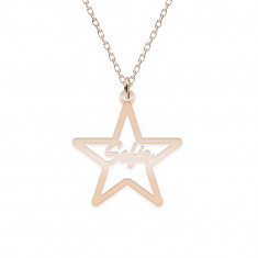Rita - Colier personalizat stea cu nume decupat din argint 925 placat cu aur roz