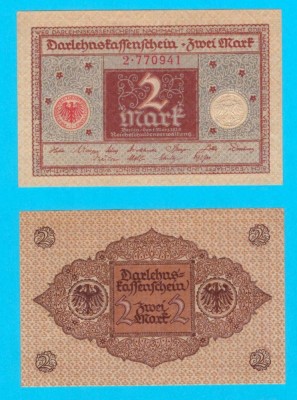 Germania (p#60) 2 Mark 1920 aUNC+ &amp;#039;Darlehnskassenschein&amp;#039; serie: 2.770941 foto
