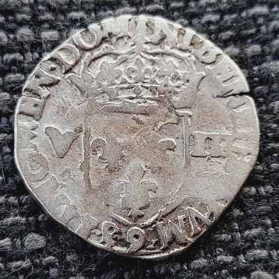 Franta 1/8 ecu (franc) 1580 Rennes, argint Henric lll foto