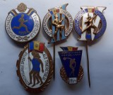 ROMANIA - LOT 5 INSIGNE 4x SPARTACHIADA TINERETULUI 1956+1958+1959+1964+CONCURSURI SPORTIVE 1955, IM 1.267