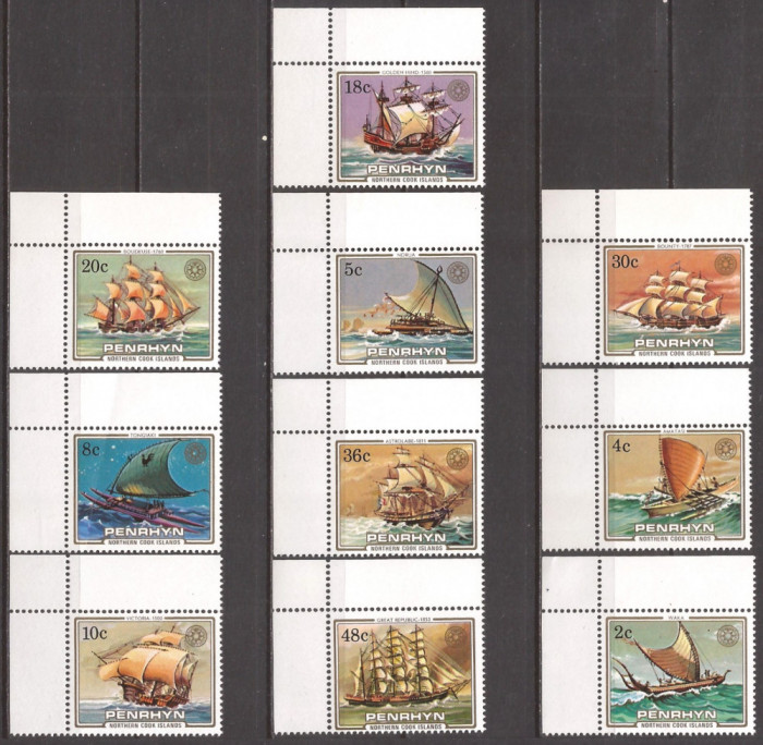 PENRHYN 1984 NAVIGATIE CORABII ( serie dantelata ) MNH