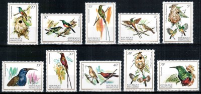 Ruanda Rwanda 1983, Mi #1214-1223 A**, fauna, pasari, MNH, cota 11 &amp;euro;! foto