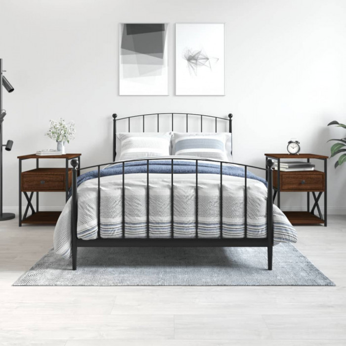 vidaXL Noptiere, 2 buc., stejar maro, 40x42x55 cm, lemn compozit 826082