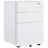 Vinsetto Fiset Metalic cu 3 Sertare și Sistem de Blocare, Mobilier de Birou pe Roti, 39x48x59cm, Design Compact, Alb | Aosom Romania