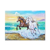Tablou cai in galop pictat manual, Libertate, 120x90cm ulei pe panza, Mircea Iordache