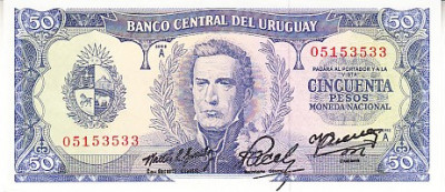 M1 - Bancnota foarte veche - Uruguay - 50 pesos - 1967 foto