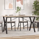 VidaXL Masă de bucătărie, cadru Y, 140x80x75cm lemn masiv pin și Oţel