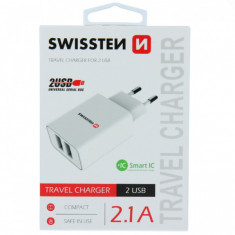 Incarcator Retea Dual USB 2,1 A Samsung Huawei LG Asus iPhone Alb foto