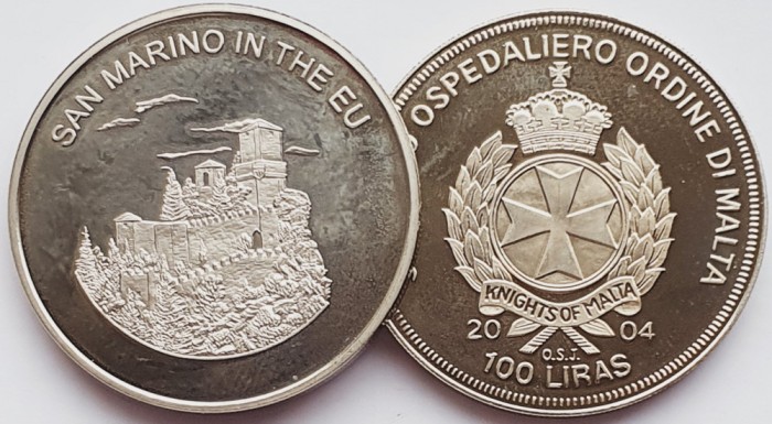2625 Ordinul din Malta 100 Liras 2004 San Marino in the EU UNC
