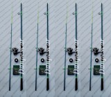 SET 4 Lansete SAIMINO WHITE AMUR 2.70m +4 Mulinete SAIMINO X4000 si 4 role fir, Lansete Feeder si Piker, Baracuda