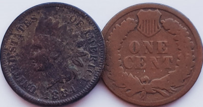 2378 USA SUA Statele Unite 1 cent 1884 Indian Head Cent km 90 foto