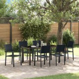 vidaXL Set de masă pentru grădină 7 pcs Negru Rattan poli
