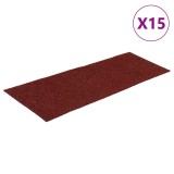 Cumpara ieftin Covorase pentru scari autoadezive, 15 buc., 60x25 cm, dreptunghiulare, rosu bordeaux