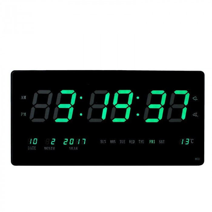 Ceas digital afisaj led verde ora calendar temperatura fixare perete