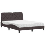 Cumpara ieftin Pat cu saltea, maro inchis, 140x200 cm, textil