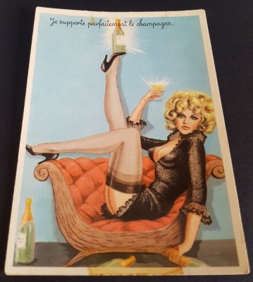 Carte poștală vintage franțuzească - Umor și eleganță, anii &amp;#039;70, colecție rară foto