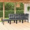 Gossi set mobilier de gradina, 4 piese, negru si gri, poliratan