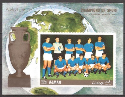 AJMAN 1968 SPORT CAMPIOANA EUROPEANA DE FOTBAL ITALIA ( colita ndt.) MNH foto