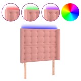 Cumpara ieftin Tablie de pat cu LED, roz, 103x16x118/128 cm, catifea