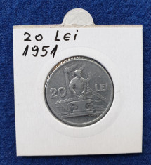 Moneda Republica Populara Romana 20 Lei 1951 - stare buna foto