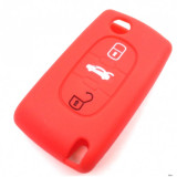 Husa Cheie Citroen/Peugeot 3 Butoane Silicon Rosie AutoProtect KeyCars, Oem