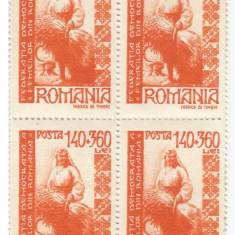 România, LP 204/1946, Fed .Dem. a Fem. din România, bloc de 4, eroare 2, MNH