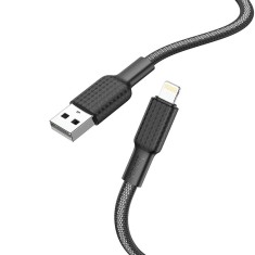 Cablu USB Hoco X69, USB-A la Lightning, 2.4A, 1m, Negru Alb
