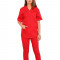 Costum medical rosu, bluza cu anchior in V, trei buzunare si pantaloni cu elastic L INTL