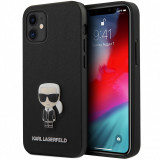 Husa TPU Karl Lagerfeld Saffiano Iconik pentru Apple iPhone 12 mini, Neagra KLHCP12SIKMSBK