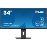 Monitor LED VA iiyama ProLite XCB3494WQSN-B5 34 Curved UWQHD, 120Hz, 0.4ms, HDMI, DisplayPort, HUB USB 3x3.2, USB-C, KVM, RJ45, HAS (150mm), Flicker-f