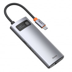 HUB Multifuncțional Baseus Metal Gleam 6 în 1 USB Tip C - USB Tip C Putere De Livrare 100 W / HDMI 4K 30 Hz / 3x USB 3.2 Gen 1 / RJ45 1 Gbps (CAHUB-CW