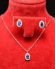 Set Argint Lantisor, Pandativ Si Cercei Rodiat -BLUE SAPPHIRE- Set146B, Argintboutique