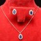 Set Argint Lantisor, Pandativ Si Cercei Rodiat -BLUE SAPPHIRE- Set146B