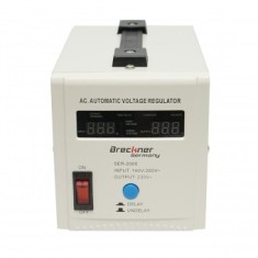 Stabilizator automat de tensiune monofazic cu releu 2000VA/140-260V, 2 prize schuko 230V, afisaj LCD Breckner Germany