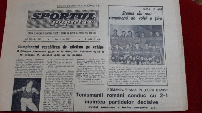 Ziar Sportul Popular 22 05 1967