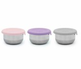 SET 3 RECIPIENTE MINI INOX CU CAPAC SILICON, MELII, ROZ MOV GRI SuperHeroes ToysZone