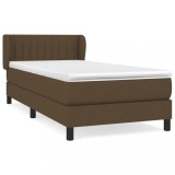 Cumpara ieftin Pat box spring cu saltea, maro inchis, 90x200 cm, textil