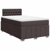 Cumpara ieftin Pat box spring cu saltea, maro inchis, 120x190 cm, textil