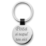 Breloc personalizat metalic in forma rotunda gravat cu poza si text