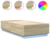 Cumpara ieftin Cadru de pat cu LED stejar sonoma 75x190 cm lemn prelucrat
