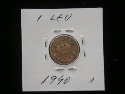 M1 C10 - Moneda foarte veche 88 - Romania - 1 leu 1940 foto